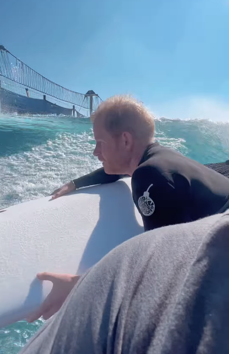 Prince Harry surfing in 2024