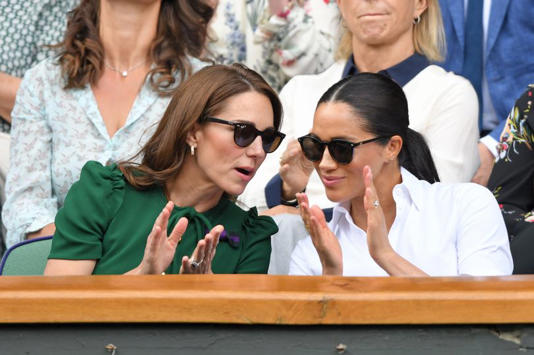 Kate and Meghan in the Royal Box at Wimbledon in 2019