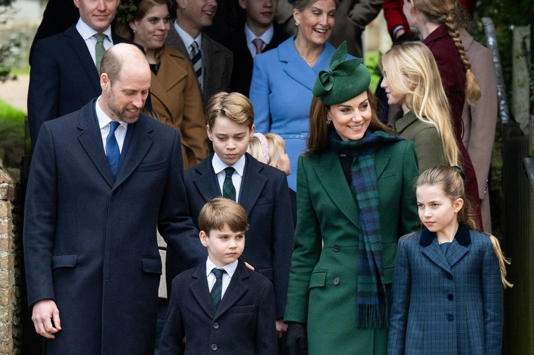 Prince William, Prince of Wales, Prince Louis of Wales, Prince George of Wales, Catherine, Princess of Wales and Princess Charlotte of Wales