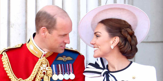 Getty Images Prince William and Kate Middleton on the Buckingham Palace balcony for Trooping the Colour on June 15, 2024