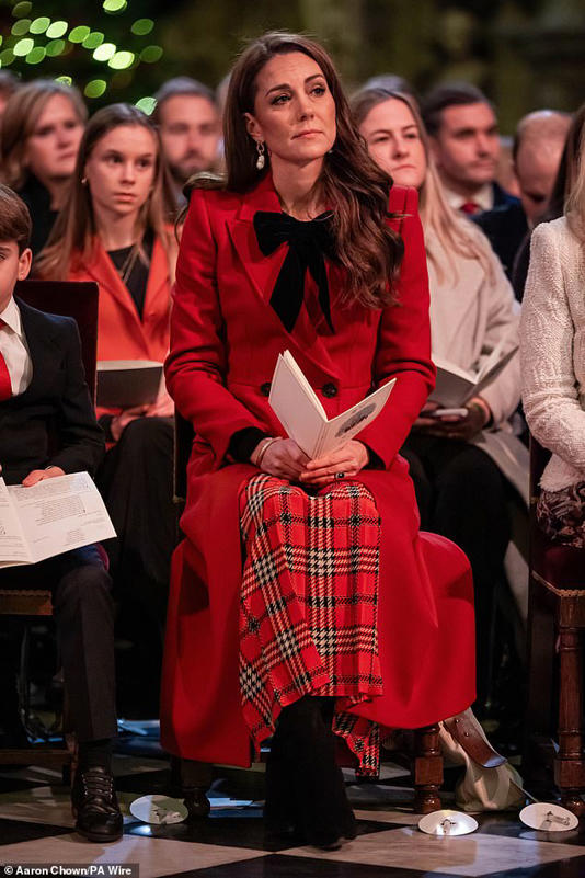 The Princess of Wales attending a carol service at Westminster Abbey. Just under half the public think there is too much pressure on Kate to return to work following her cancer treatment