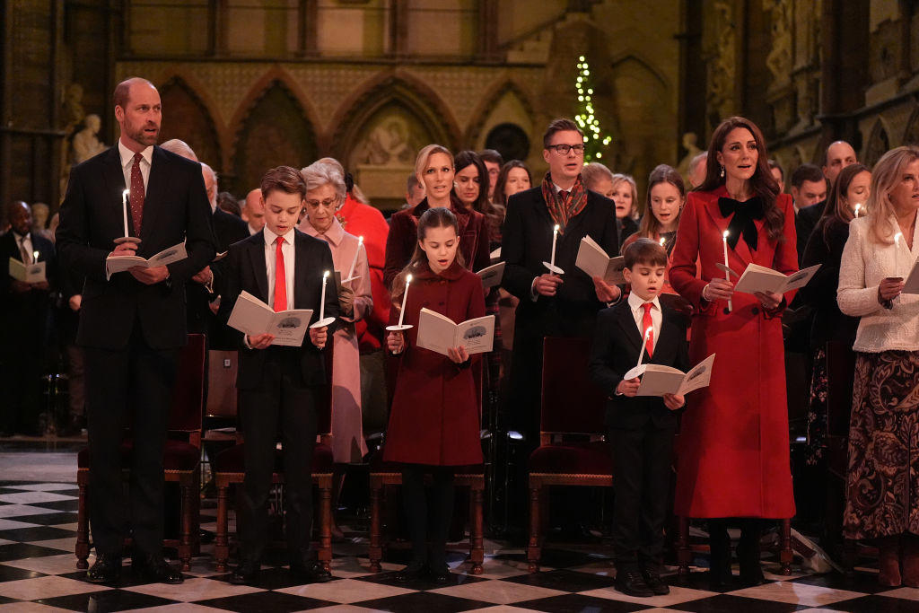 Prince William, Prince George, Princess Charlotte, Prince Louis, and Kate Middleton at the 2024 "Together at Christmas" Carol Service