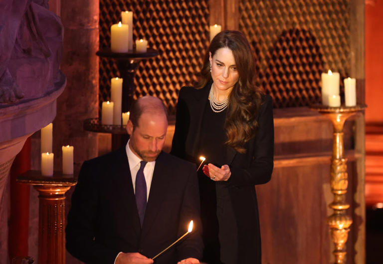 The Prince and Princess of Wales during the ceremony.