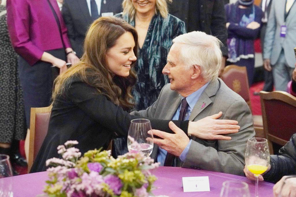 Princess of Wales embraces Holocaust survivor Steven Frank during a ceremony to commemorate Holocaust Memorial Day.