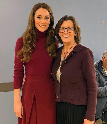 EGFR+ Lung Cancer UK/Instagram Kate Middleton and Angela Terry at The Royal Marsden Hospital in London on Jan. 14, 2025.