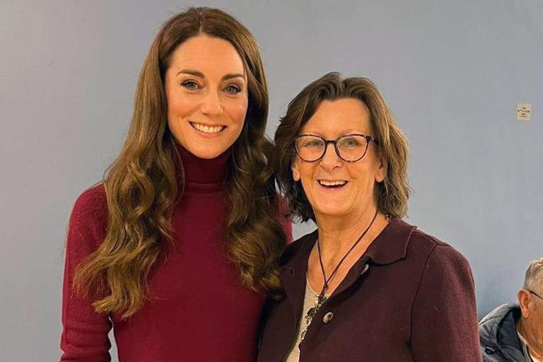 EGFR+ Lung Cancer UK/Instagram Kate Middleton and Angela Terry at The Royal Marsden Hospital in London on Jan. 14, 2025