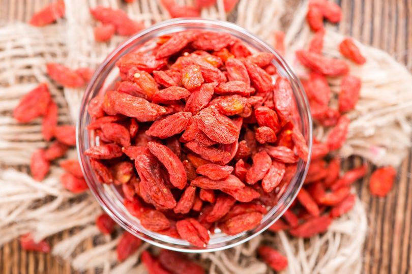 A portion of dried goji berries are convenient snacks enjoyed by royalty - and you can too