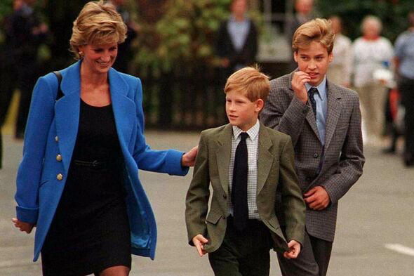 Princess Diana with Prince William and Prince Harry