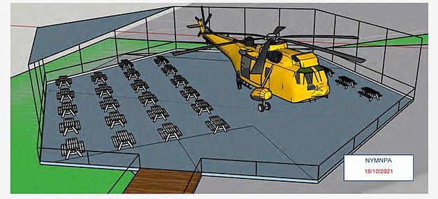 A look at an artist's impression of the proposed helicopter café for the North York Moors application