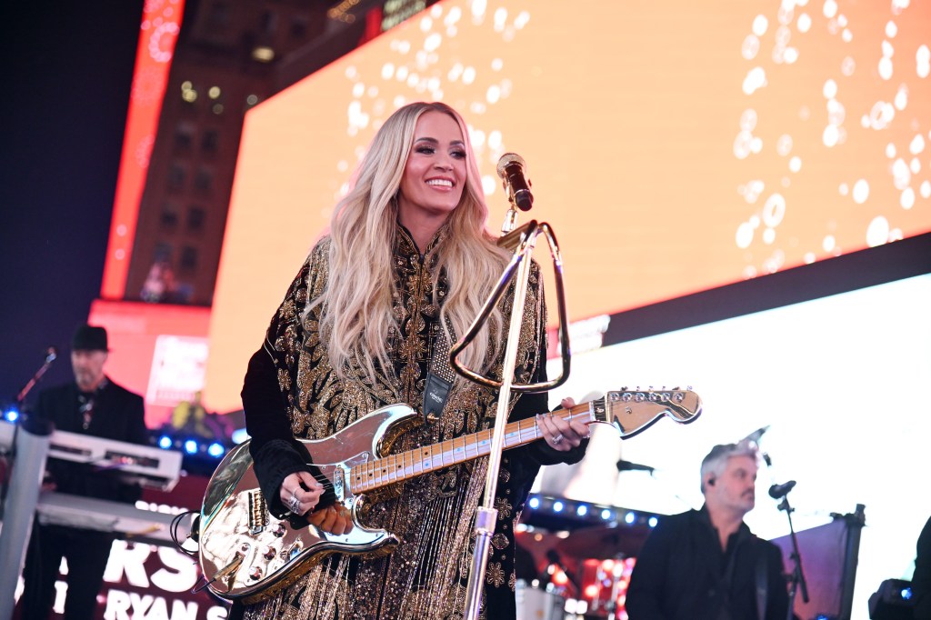 Carrie Underwood at Dick Clark's New Year's Rockin' Eve with Ryan Seacrest 2025 held in Times Square on December 31, 2024.