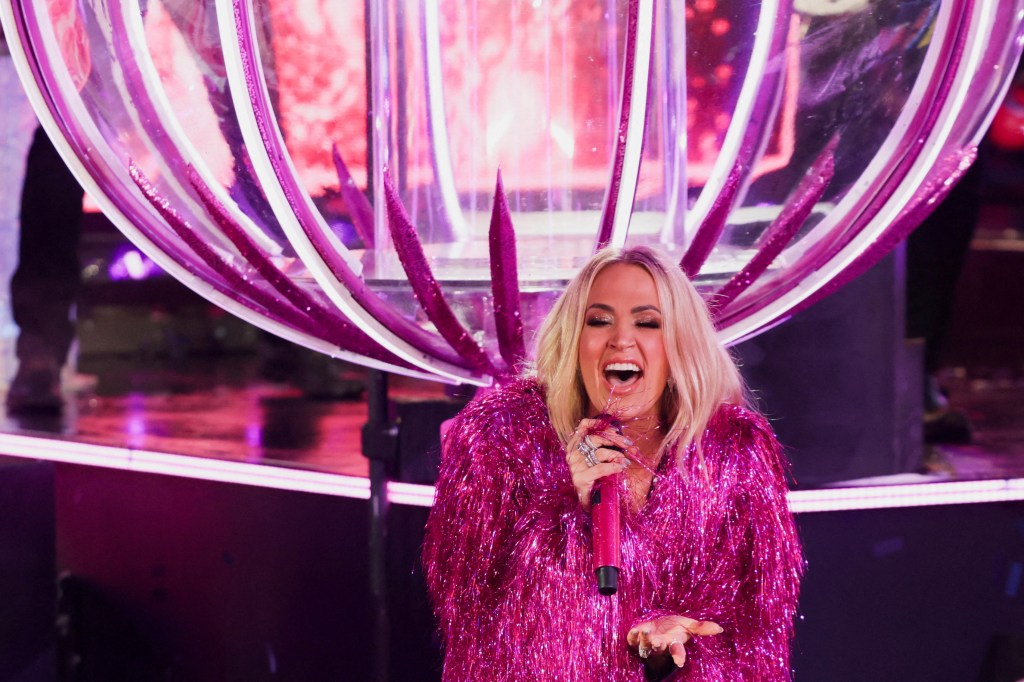 Carrie Underwood performs at Times Square on New Year's Eve in New York City, U.S., December 31, 2024