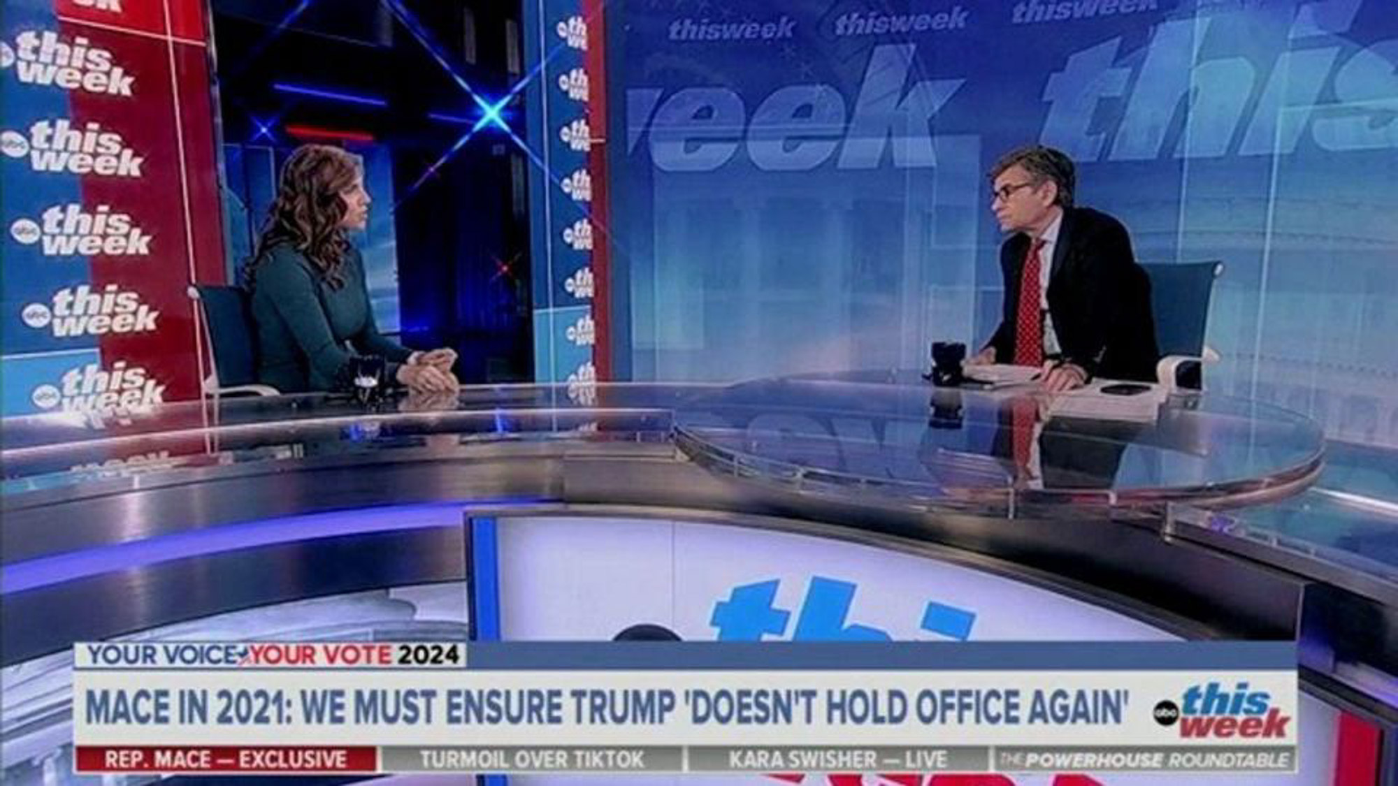 George Stephanopoulos and Nancy Mace