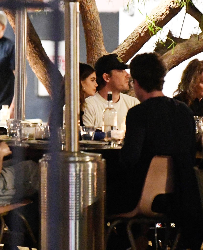 Lewis Pullman at dinner with Kaia Gerber