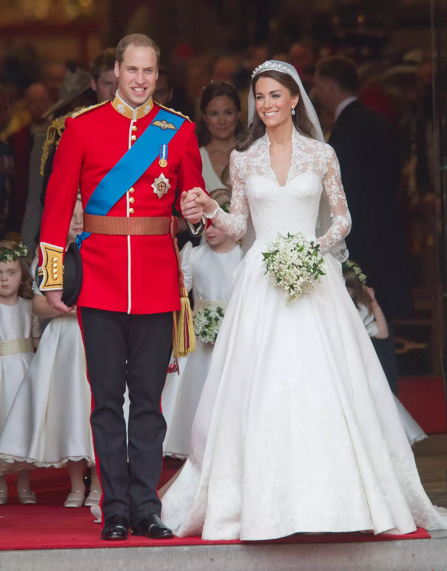 Prince William and Catherine Middleton leave Westminster Abbey following their Royal Wedding on April 29, 2011 in London, England