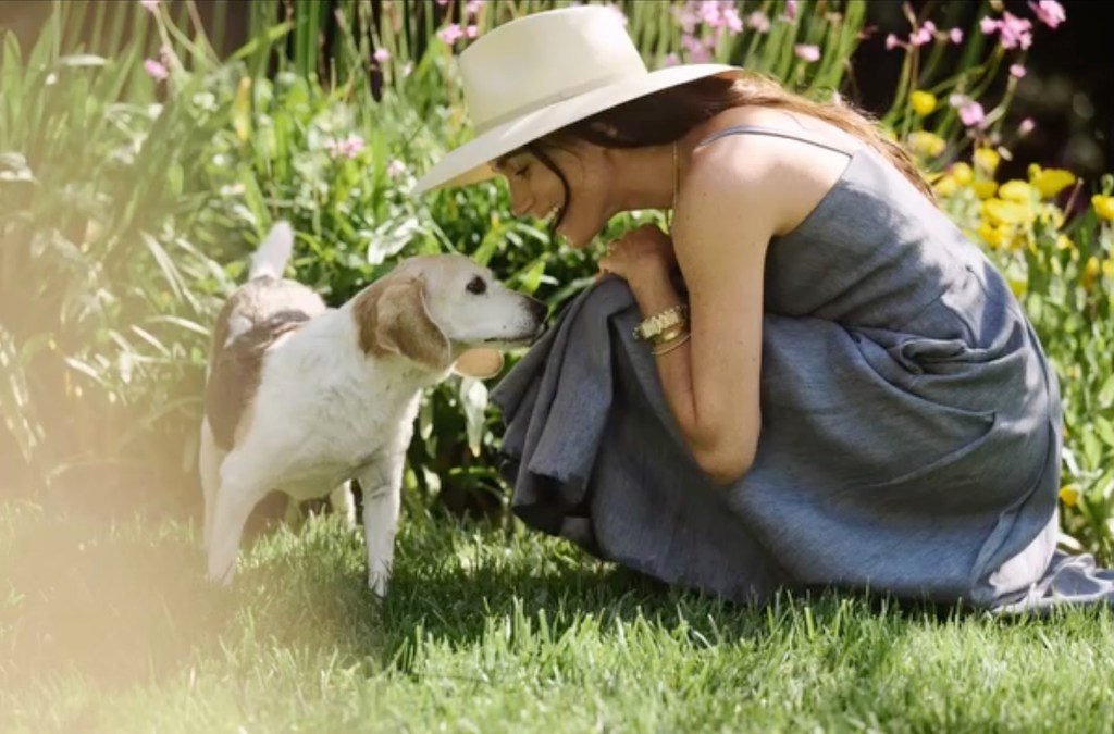 Meghan Markle with a dog.