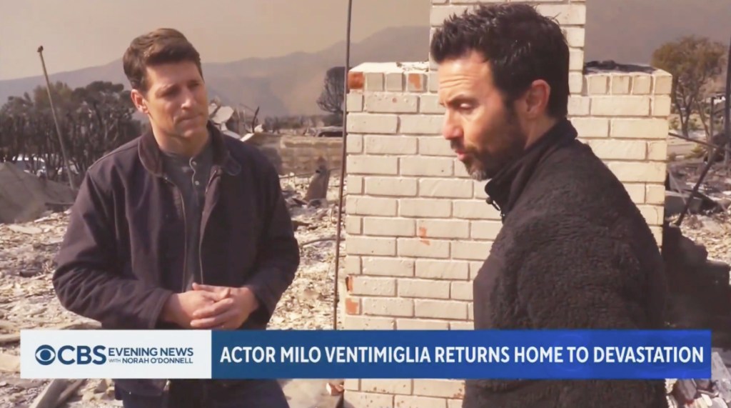 Milo Ventimiglia visits the remains of his Malibu home, which burned down in the Palisades Fire.