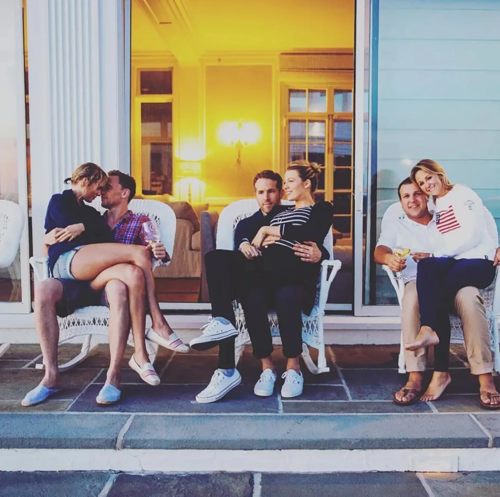 Taylor Swift, Ryan Reynolds and Blake Lively at her Rhode Island home.