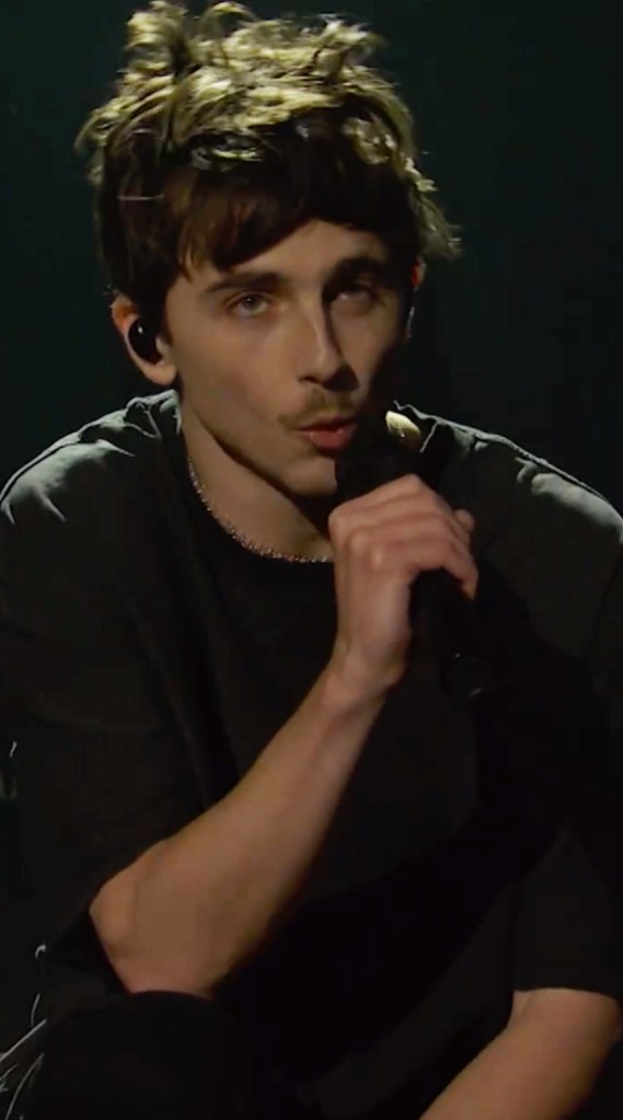 Timothée Chalamet performs on SNL