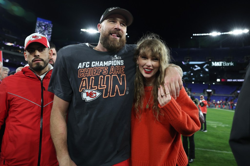 Taylor Swift and Travis Kelce at January 2024 NFL game