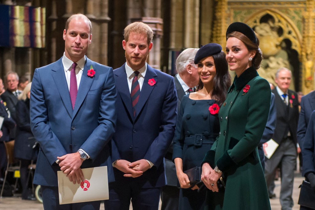 Prince William and Kate Middleton with Prince Harry and Meghan Markle in 2018.