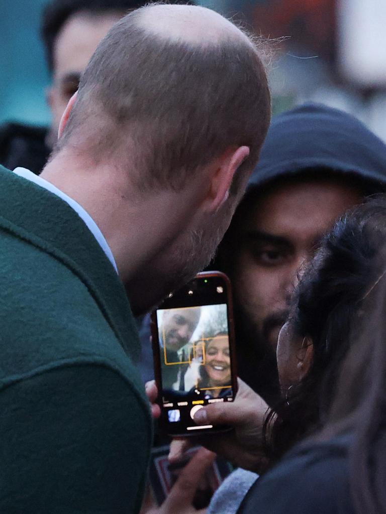 Prince William poses for a selfie after meeting with members of Tiber Young People's Steering Group. Picture: Temilade Adelaja-WPA Pool/Getty Images