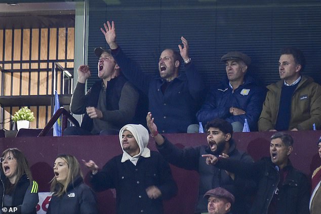 Prince William has frequently been spotted at football matches, passionately supporting his beloved Aston Villa