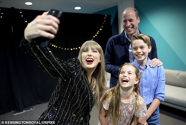 William, George and Charlotte posed for a selfie with Taylor Swift, which was shared on the Prince and Princess of Wales's X account