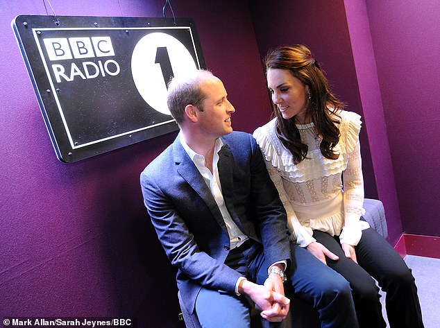 The Prince and Princess of Wales made a appearance on the Scott Mills show in 2017 (pictured), dropping by to surprise Radio One's Adele Roberts