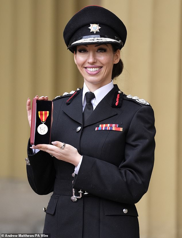 Dr. Sabrina Cohen-Hatton after receiving the King's Fire Medal at an Investiture ceremony at Buckingham Palace