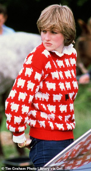 Princess Diana in her statement knit at Windsor Polo in June 1981