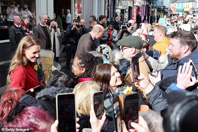 The Princess was on hand to speak with crowds of fans as she and William arrived in Wales today