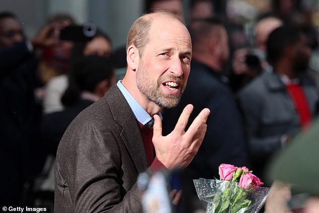 William appeared very animated as he chatted with wellwishers during the couple's visit in Wales