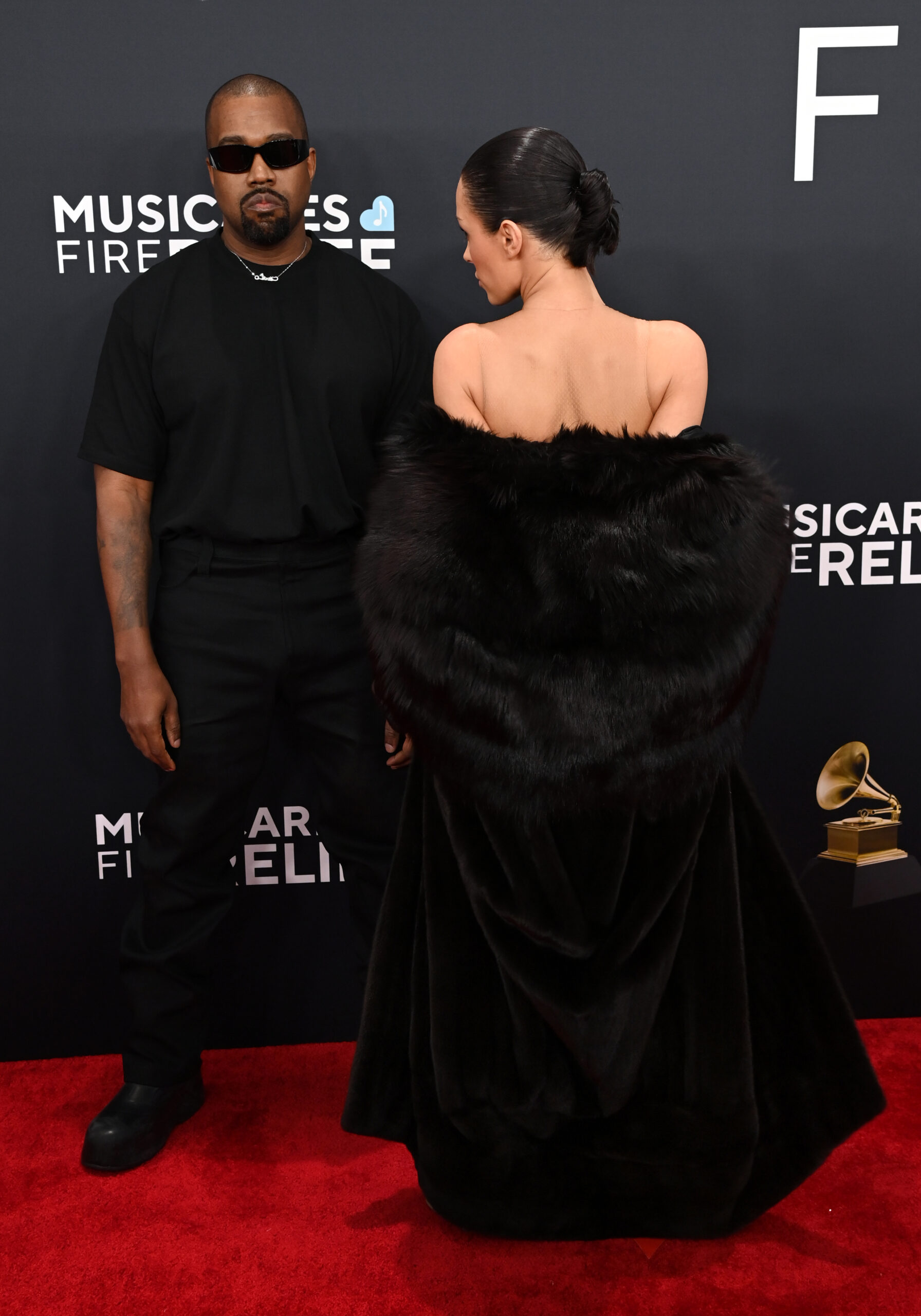 Kanye West and Bianca Censori at the 2025 Grammys