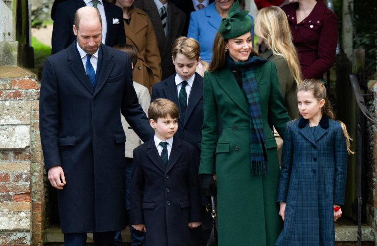 The Prince and Princess of Wales with their children at the Christmas Morning Service at Sandringham Church last year (Photo: Samir Hussein/WireImage)