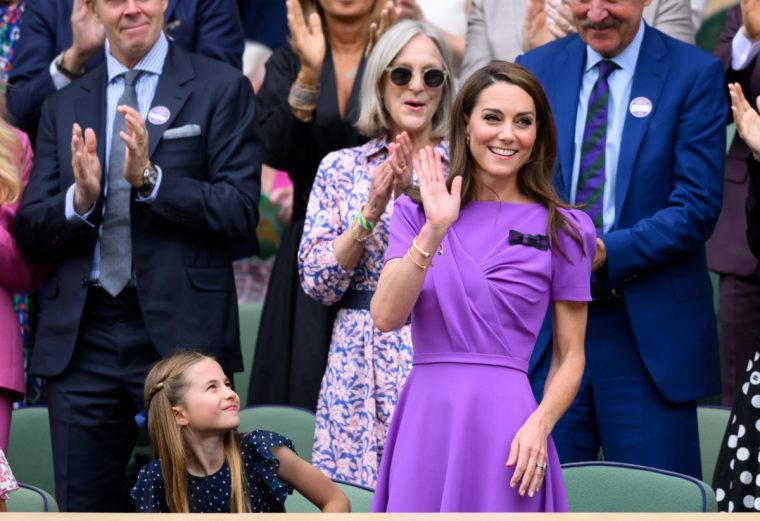 Princess Charlotte and Catherine, Princess of Wales court-side of Centre Court during the men’s final at Wimbledon last year (Photo: Karwai Tang/WireImage)