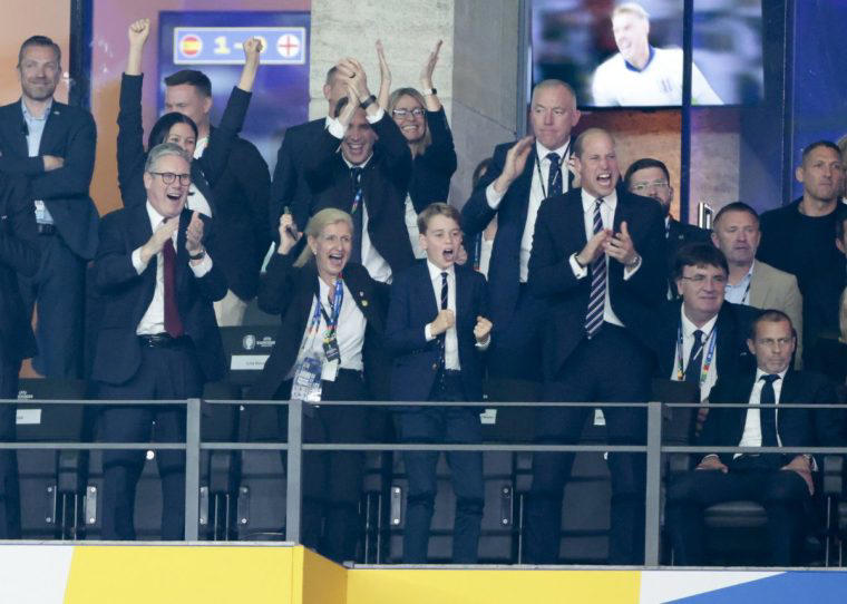 Prince George and Prince William celebrate the goal for England during the Euros 2024 final match between Spain and England (Photo: Jean Catuffe/Getty)