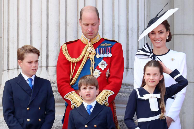 Prince George of Wales, Prince William, Prince of Wales, Prince Louis of Wales, Princess Charlotte of Wales and Catherine, Princess of Wales