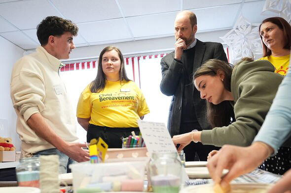 Prince William speaking to children