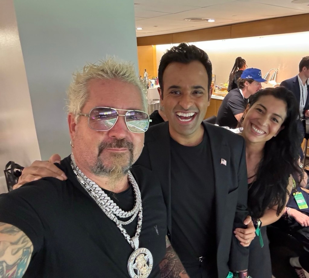 Guy Fieri and Vivek Ramaswamy at Superbowl LIX