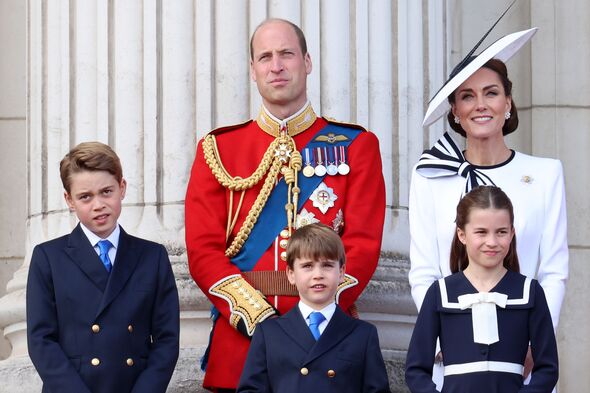 Prince William and Princess Kate with their children on the Buckingham Palace balcony