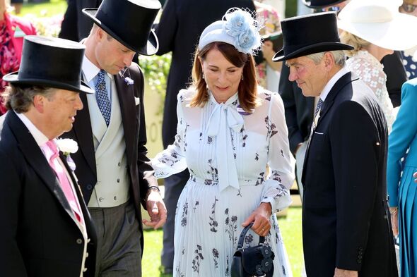 Prince William with Carole and Michael Middleton at the races