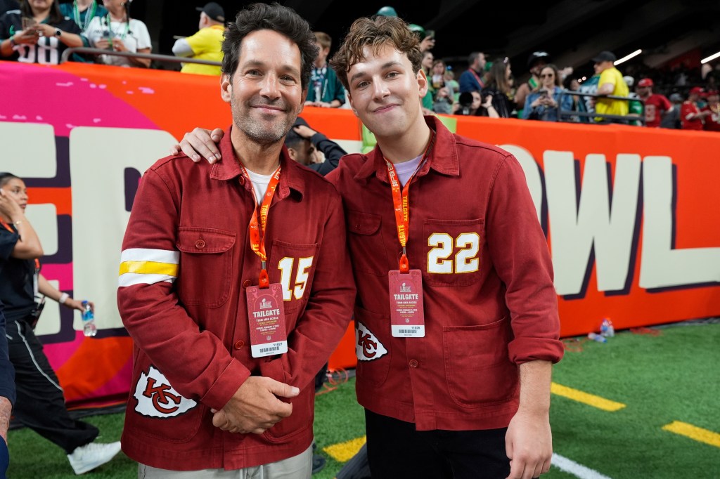 Paul Rudd and son Jack attend Superbowl LIX