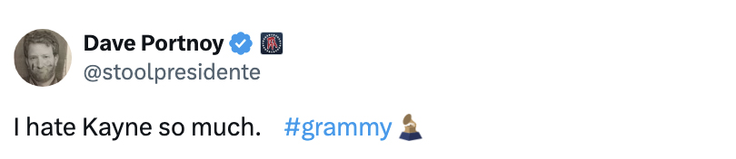 Dave Portnoy's 2025 Grammys tweet