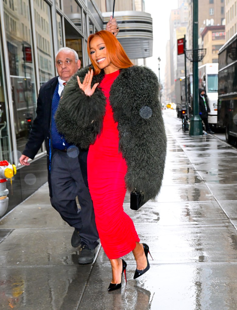 Keke Palmer in a red dress