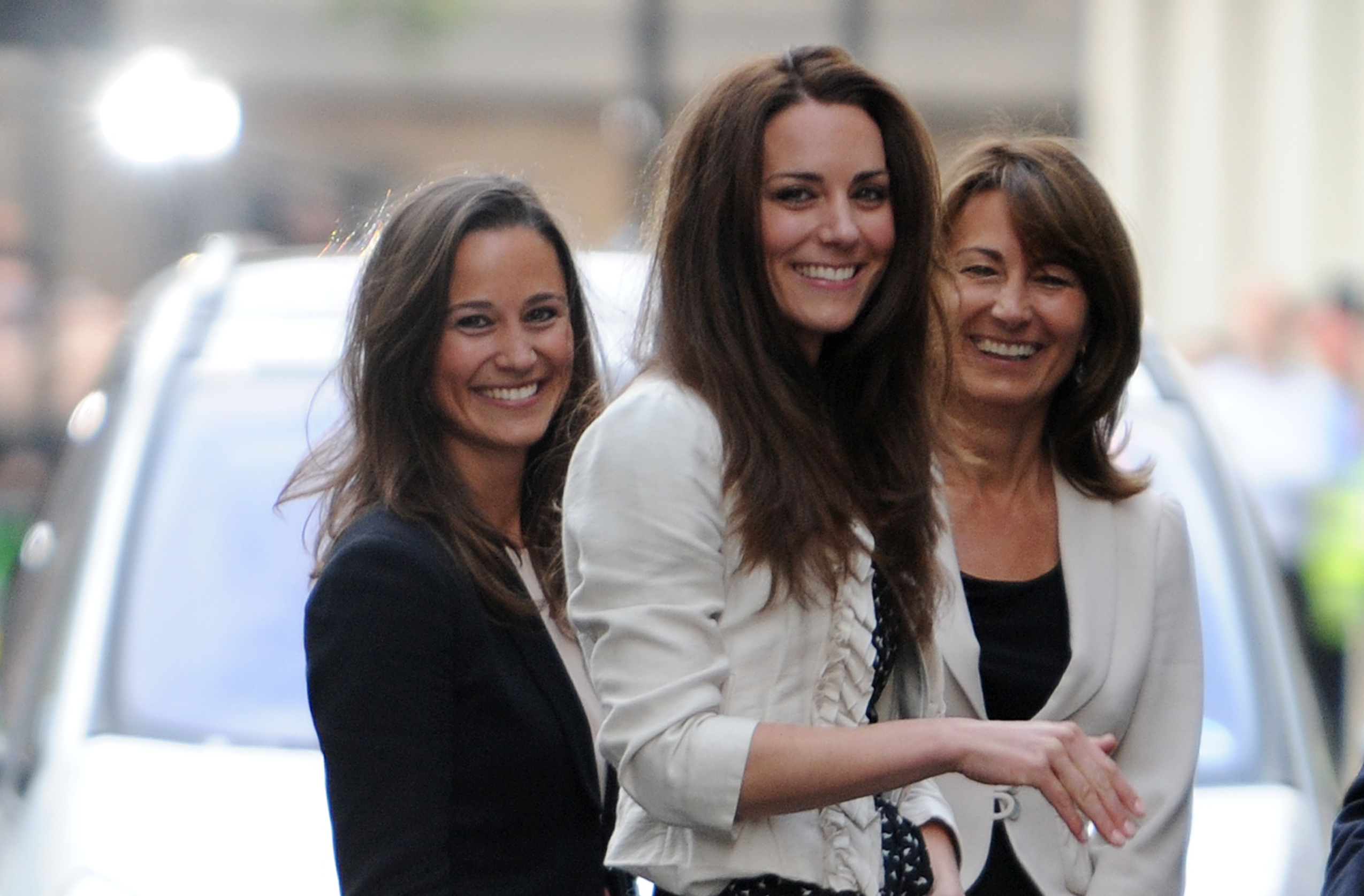 Kate Middleton with her sister Pippa and mother Carole before the royal wedding.