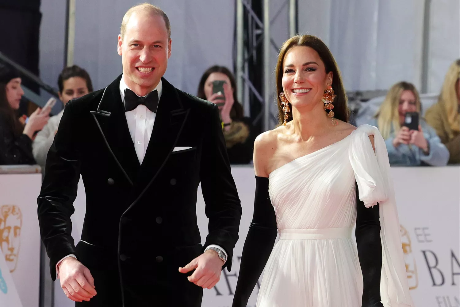 LONDON, ENGLAND - FEBRUARY 19: Catherine, Princess of Wales and Prince William, Prince of Wales, attend the EE BAFTA Film Awards 2023 at The Royal Festival Hall on February 19, 2023 in London, England. The Prince of Wales, President of the British Academy of Film and Television Arts (BAFTA), and The Princess will attend the Awards ceremony before meeting category winners and EE Rising Star Award nominees. (Photo by Chris Jackson/Getty Images)