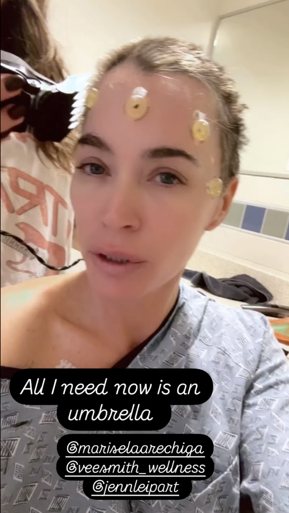 A selfie of Teddi Mellencamp having her head shaven